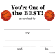 You're One of the Best Basketball Award (Fillable)