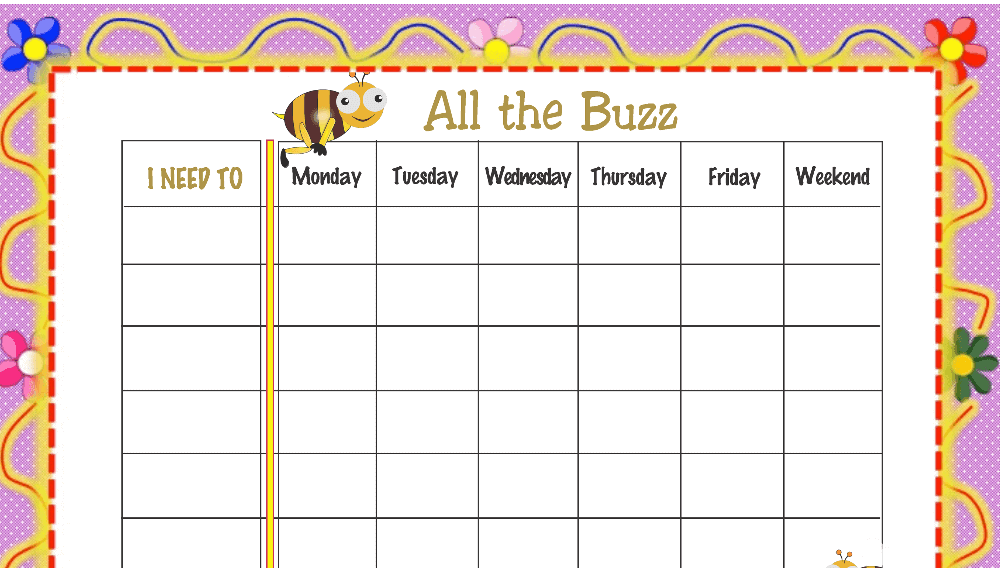 All the Buzz Weekly Behavior Chart (Fillable)