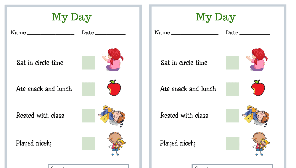 Alligator and Deer My Day PreK Daily Chart (Fillable)