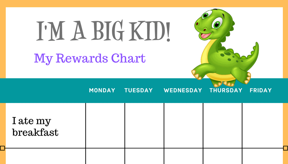 Dinosaur I'm a Big Kid Self-Care Reward Chart