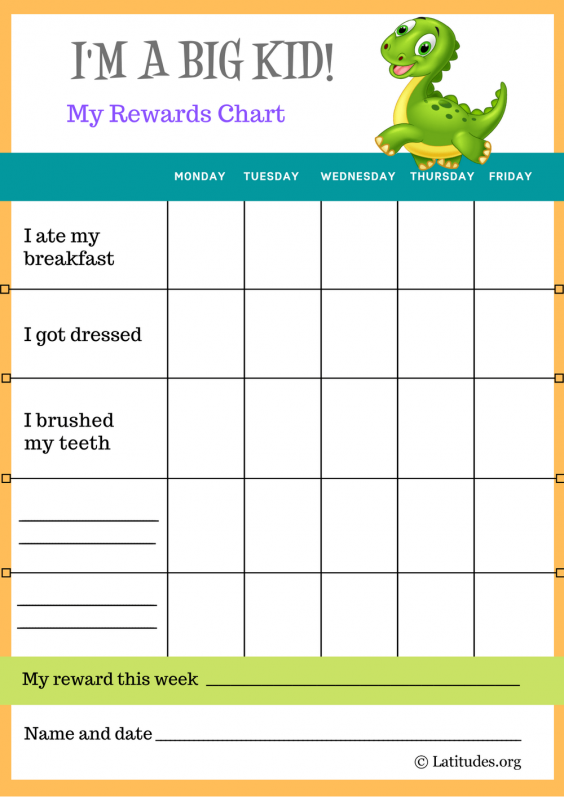 Dinosaur I’m a Big Kid Self-Care Reward Chart – ACN Latitudes