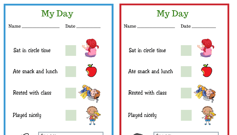 Duck and Penguin My Day PreK Daily Chart (Fillable)