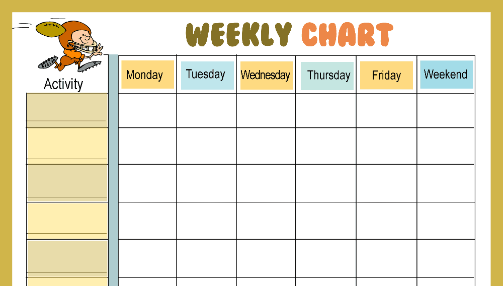 Football Weekly Behavior Chart (Fillable)