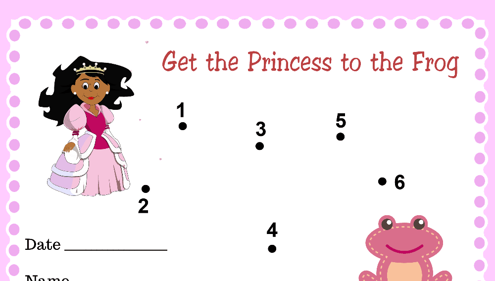 Get the Princess to the Frog Dot to Dot Toddler Reward Chart (Fillable)