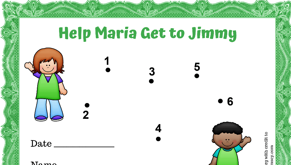 Help Maria Get to Jimmy Dot to Dot Behavior Chart (Fillable)