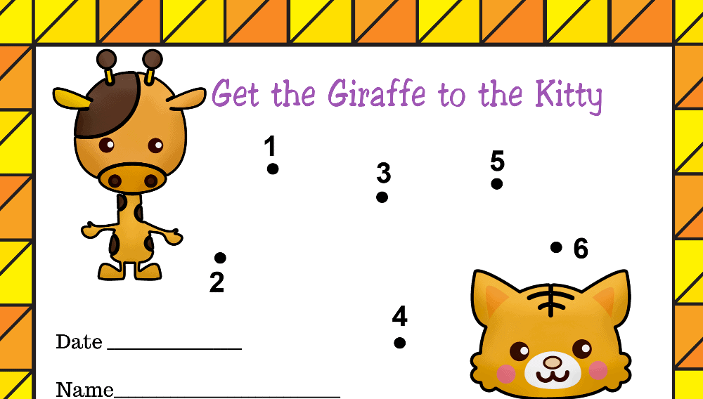 Help the Giraffe Get to The Kitty Toddler Reward Chart (Fillable)