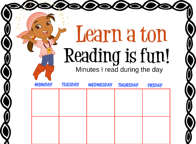 Izzy Never Land Pirates Learn a Ton Reading is Fun Chart