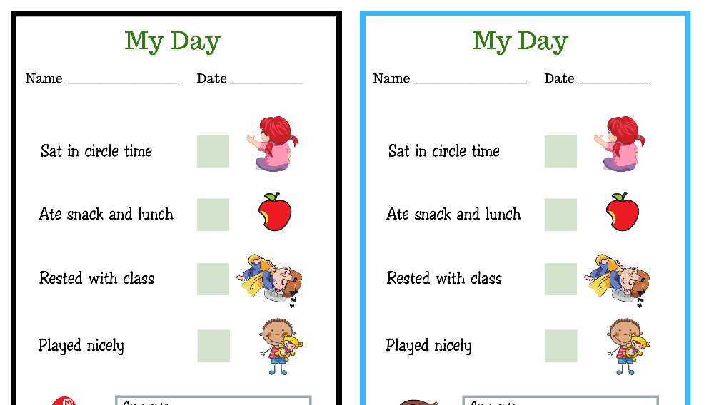 Mario and Curious George My Day PreK Daily Chart (Fillable)