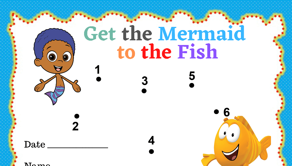 Mermaid to Fish Dot to Dot Toddler Reward Chart (Fillable)