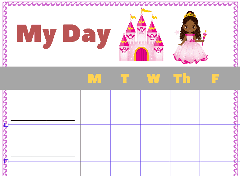 My Day Princess Sticker Chart (Fillable)