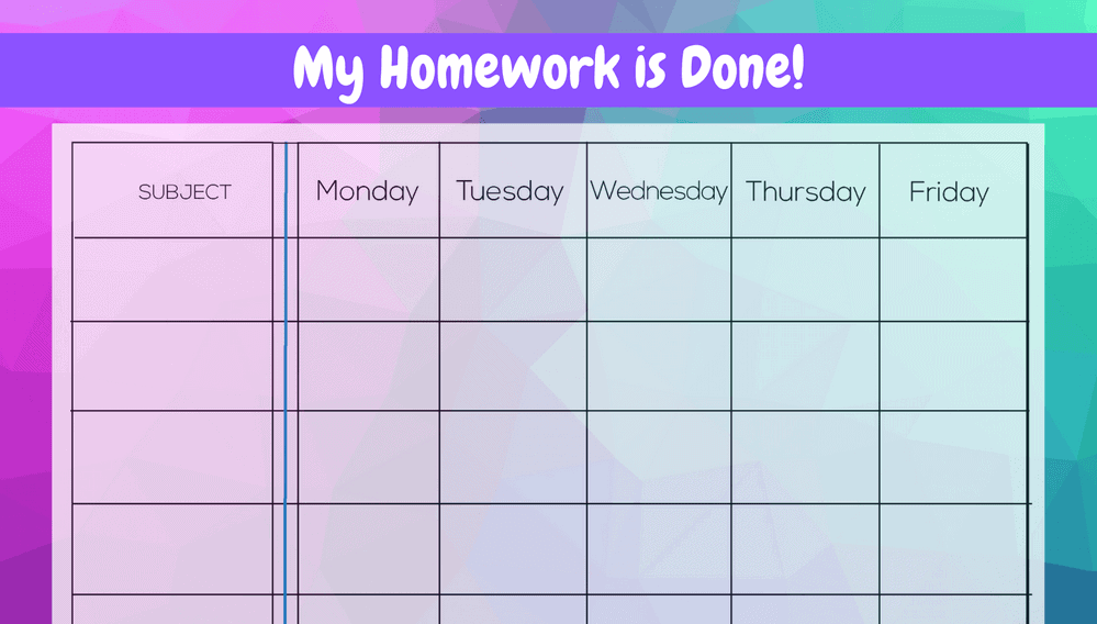 My Homework is Done Chart Intermediate (Fillable)