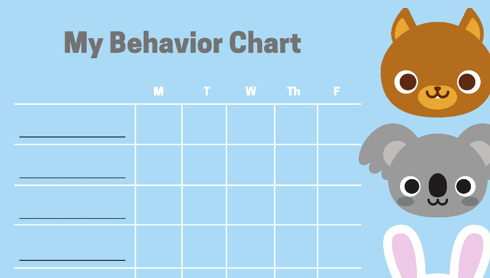 Preschool Animals Behavior Chart (Fillable)