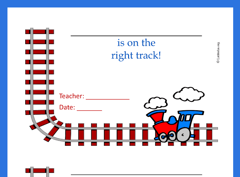 Right Track Train Behavior Chart (Fillable)