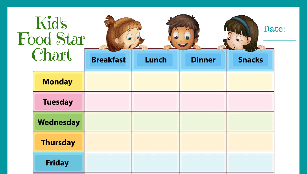 Weekly Kids Food Star Chart (Fillable)