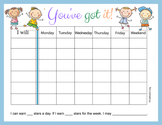 You’ve Got It Weekly Behavior Chart (Fillable) – ACN Latitudes