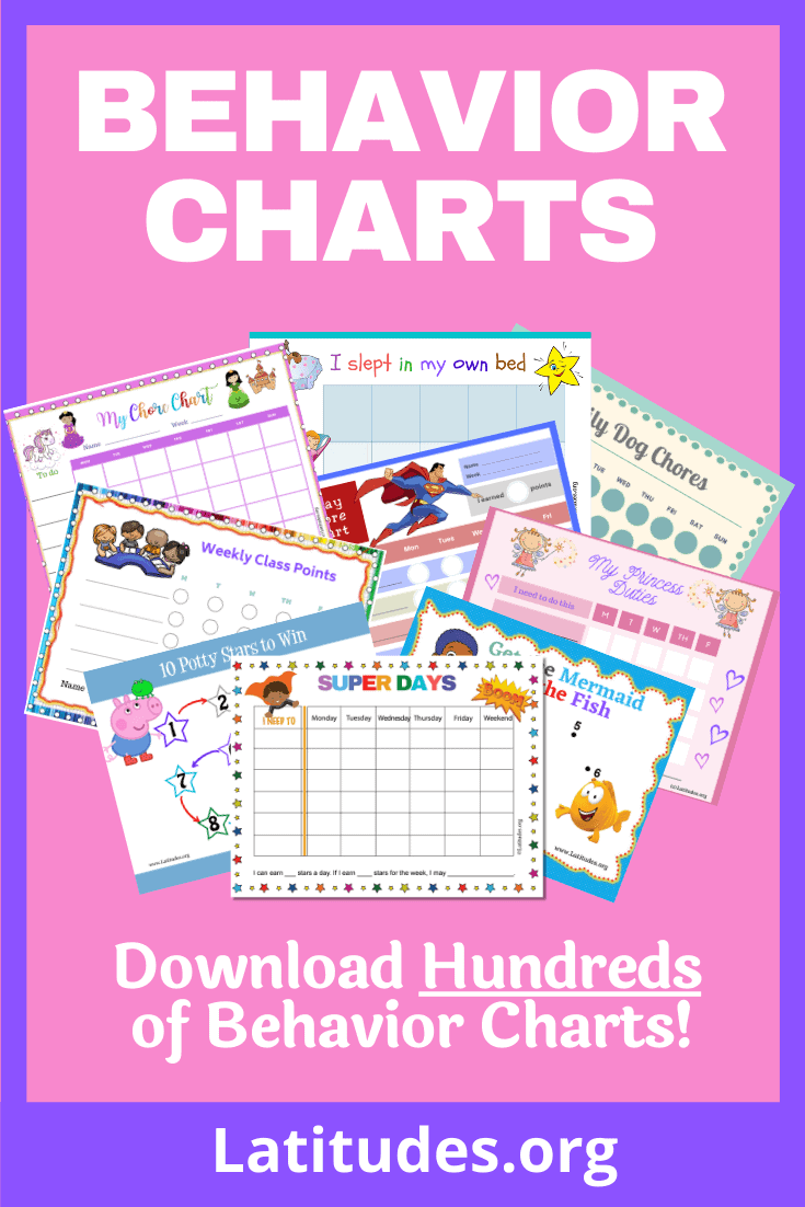Printable Behavior Charts for Home & School ACN Latitudes
