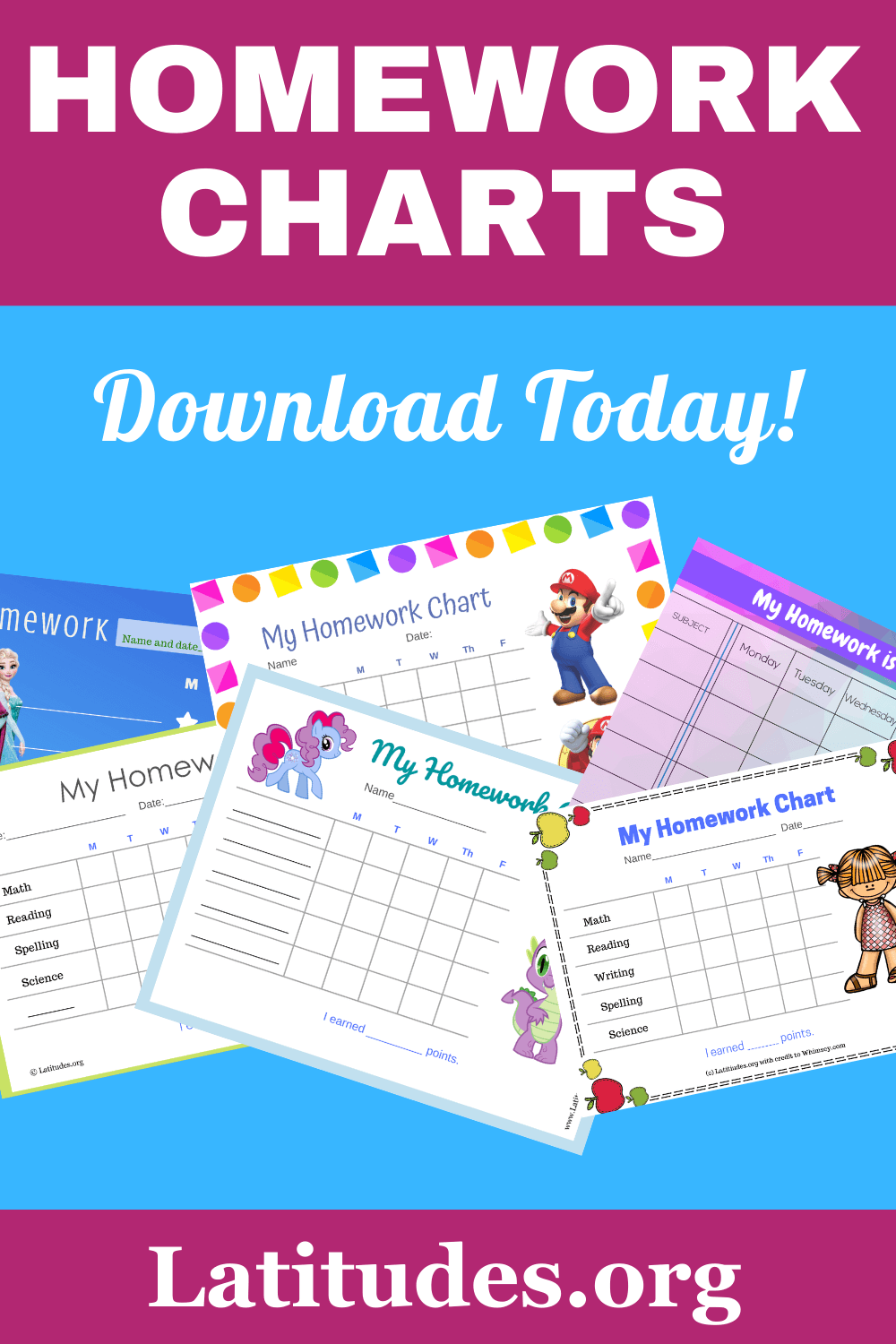 Printable Homework Charts for Kids | ACN Latitudes