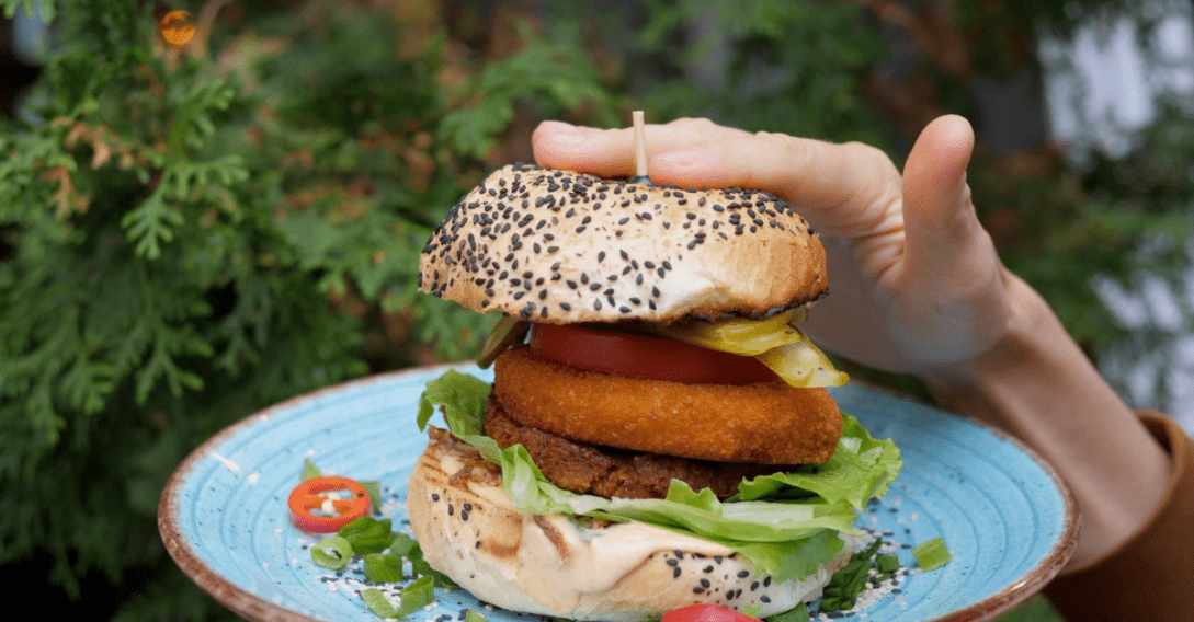 veggie burger in bun