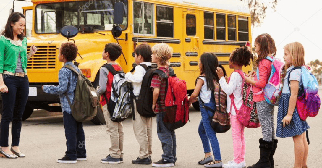 school children and bus