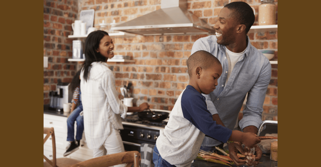 Family in kitchen