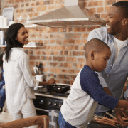 Family in kitchen