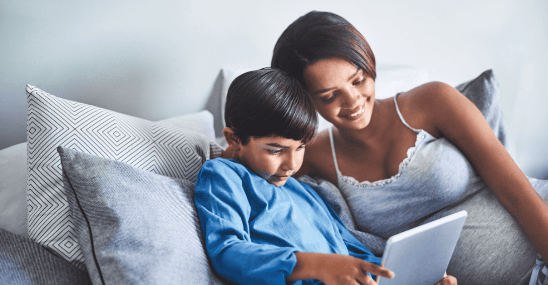 Pregnant mother and son