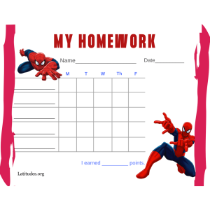 Spiderman My Homework Completion Chart