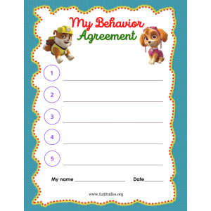 Paw Patrol Behavior Agreement (Fillable)