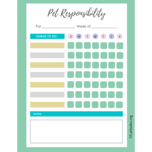 Weekly Pet Responsibilty Chart (Fillable)