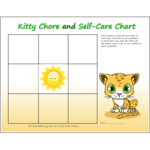 Kitty Chore Chart Self Care Chart (Fillable)