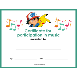 Pokemon Music Participation Certificate