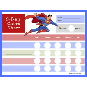 Superman 5-Day Chore Chart (Fillable)