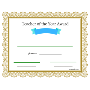 Teacher of the Year Award Blue Gold