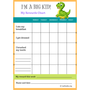 Dinosaur I'm a Big Kid Self-Care Reward Chart