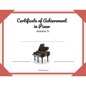 Piano Certificate of Achievement Blank (Fillable)