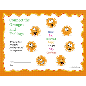 Connect the Feelings Oranges Feelings Chart (Fillable)