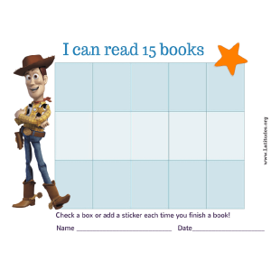 Woody Toy Story I Can Read 15 Books Chart (Fillable)