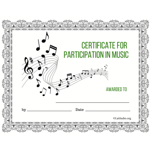 Classic Certificate for Participation in Music (Fillable)