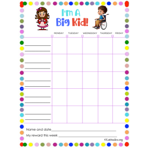 Boy Girl I'm A Big Kid Blank Reward Chart (Fillable)