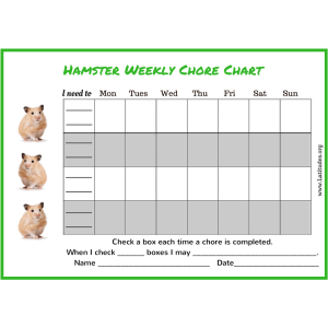 Hamster 4th and 5th Grade Chore Chart (Fillable)