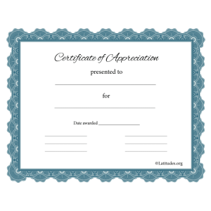 Certificate of Appreciation Gray Blue Formal (Fillable)