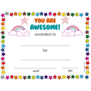 You Are Awesome Rainbow Award (Fillable)