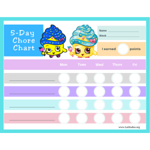 Shopkins 5-Day Chore Chart (Fillable)