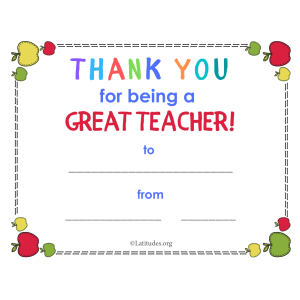 Thank You for Being a Great Teacher Award