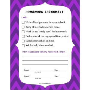 Homework Agreement (Fillable)