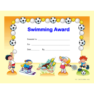 Swimming Award Certificate (Fillable)