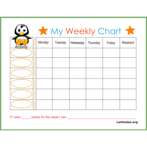 Baby Penguin Weekly Behavior Chart (Fillable)