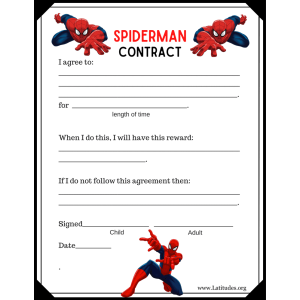 Spiderman Behavior Contract (Fillable)