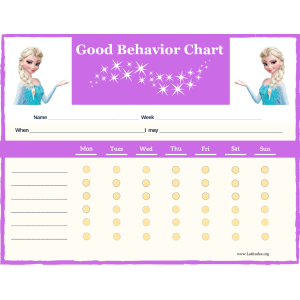 Frozen 6-Point Weekly Good Behavior Chart (Fillable)