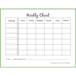 Teen Weekly Incentive Chart (Fillable)